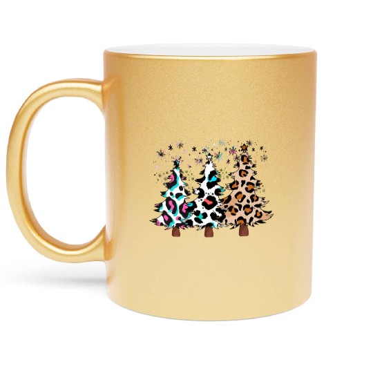 Christmas trees, Leopard Christmas Trees, Winter Metallic Mugs