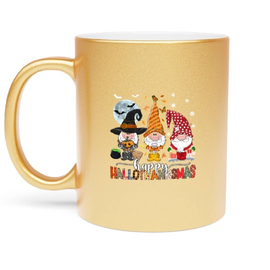 Happy Hallothanksmas Gnomes Lover Halloween Metallic Mugs