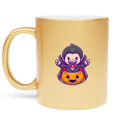 Vampire In A Creep Pumpkin - Halloween Metallic Mugs