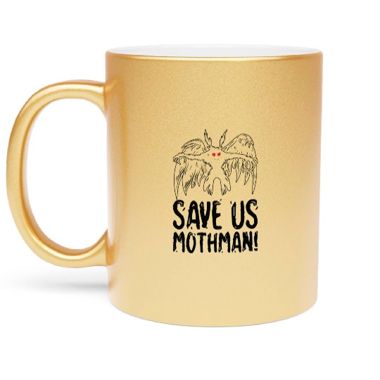 Halloween Mothman Mythical Line Art Beast Monster Metallic Mugs