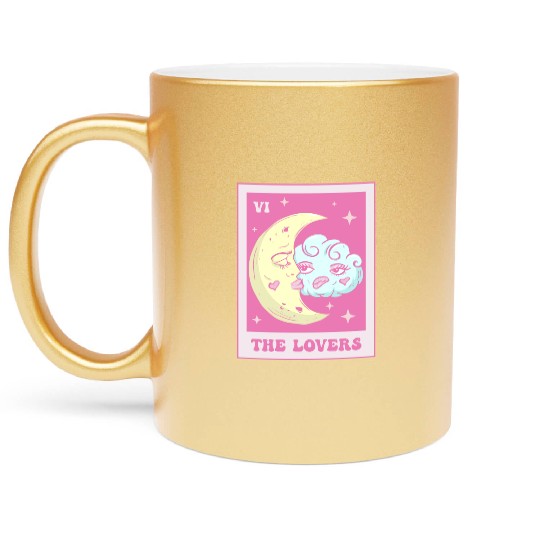 Coquette Aesthetic Pink Tarot Card The Lovers Metallic Mugs