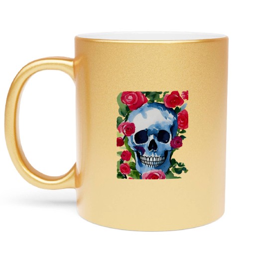 Skull and Roses - Garden Of Roses Metallic Mugs