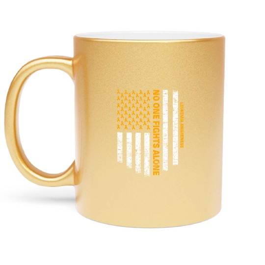 No One Fights Alone Usa Flag Leukemia Awareness Metallic Mugs