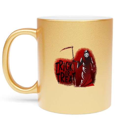 Grim Reaper Trick or Treat Metallic Mugs