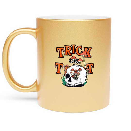 Trick or Treat People With Kindness Skeleton Hallo Metallic Mugs