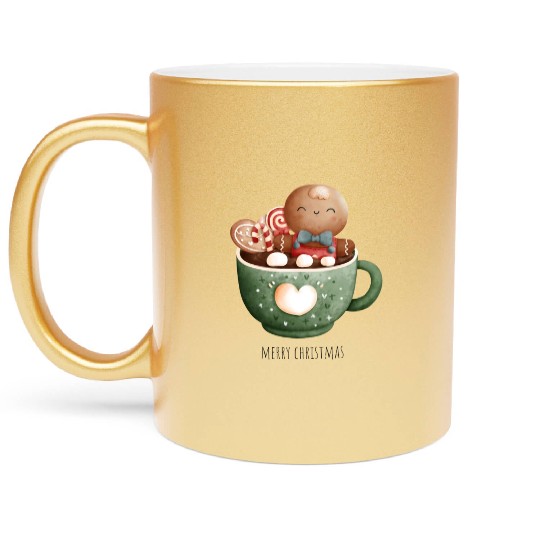 Christmas Gingerbread Graphic Metallic Mugs