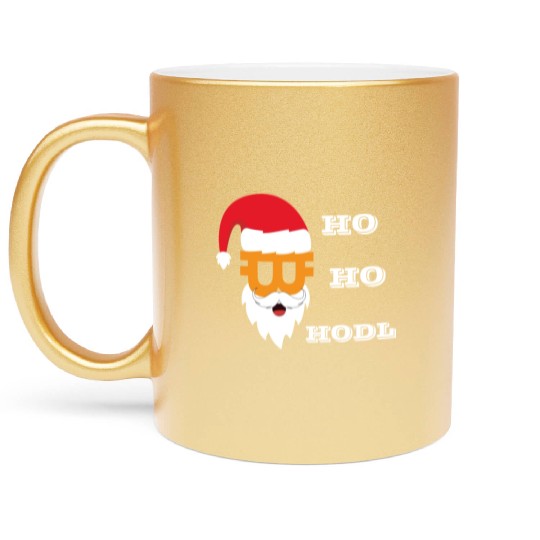 Bitcoin christmas BTC logo Crypto lover Hodl funny Metallic Mugs