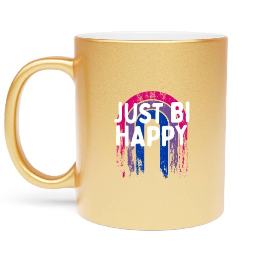 Just Bi Happy Bisexual LGBTQ Bi Pride LGBT Metallic Mugs