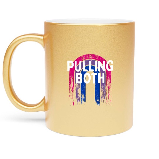 Pulling Both Bisexual LGBTQ Bi Pride Couples Funny Metallic Mugs