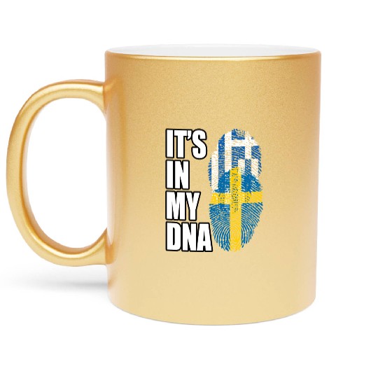 Greek And Swedish Mix Heritage DNA Flag Metallic Mugs