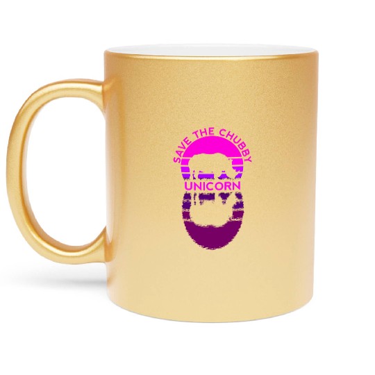 Save The Chubby Unicorn Rhino Retro Colors Metallic Mugs