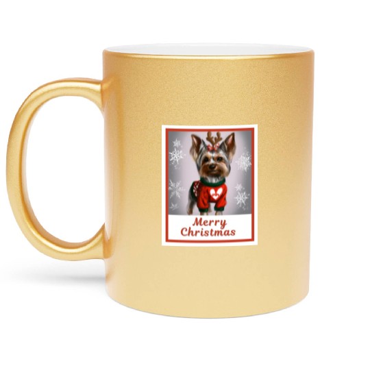 Sweet lucky doggy (Yorkshire terrier) Metallic Mugs