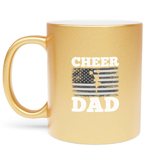 Cheer Dad American Flag Vintage Funny Cheerleader Metallic Mugs