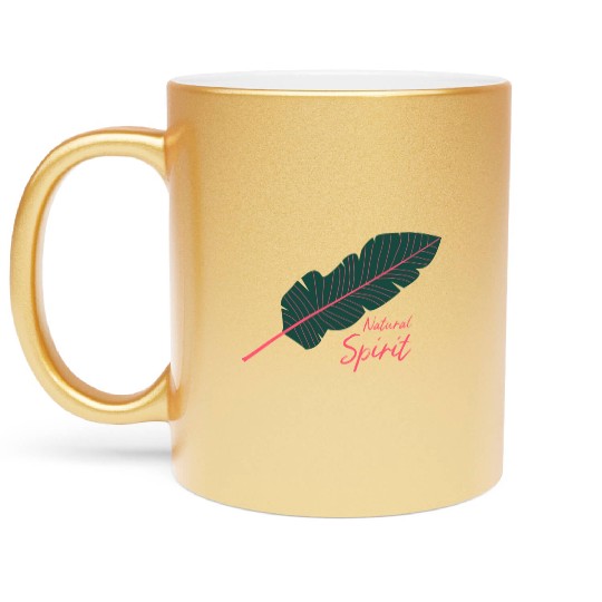 Natural Spirit nature leaf green pink gift idea Metallic Mugs