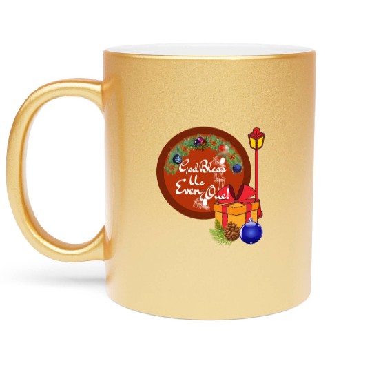 Cute A Christmas Carol God Bless Us Everyone Lamp Metallic Mugs