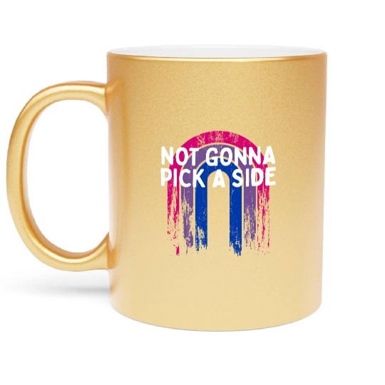 Not Gonna Pick a Side Bisexual LGBTQ Bi Pride Metallic Mugs