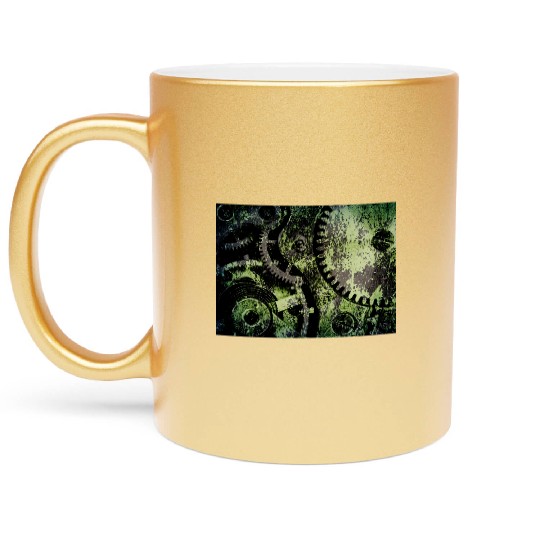Clock Mechanism Copper Oxide Steampunk Abstract Metallic Mugs