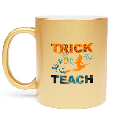 Trick Or Teach Halloween Metallic Mugs