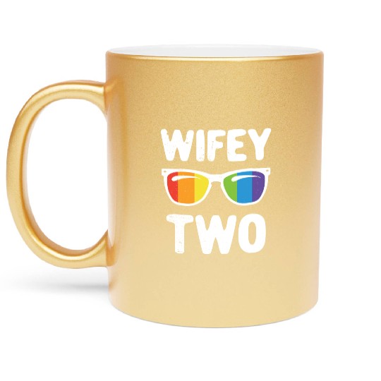 Wife Two Funny Lgbt Lesbian Couple LGBT Pride Gay Metallic Mugs