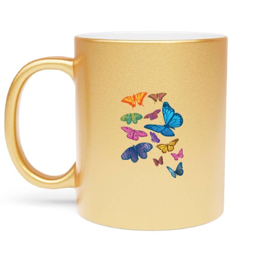 Colourful Butterflies Gardening Womens Butterfly Metallic Mugs