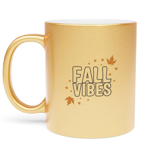 Halloween Theme Fall Vibes Coffee Lover Mug Gift, Metallic Mugs