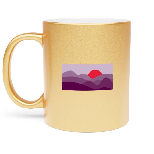 Minimalist Sun Dark Orchid Purple Metallic Mugs