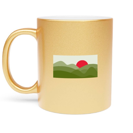 Minimalist Sun Pickle Green Metallic Mugs