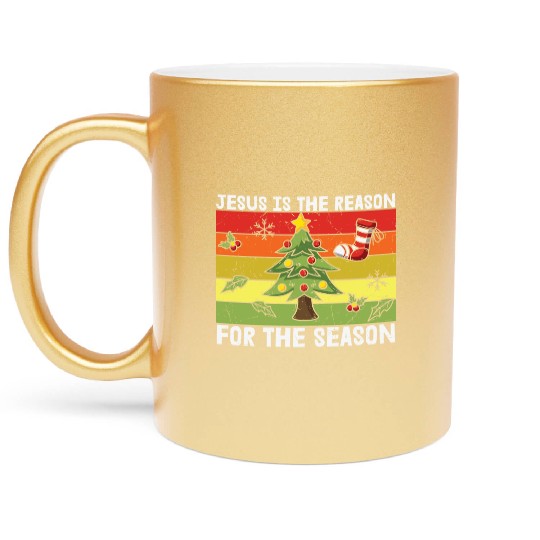 jesus is the reason for the season xmas christmas Metallic Mugs
