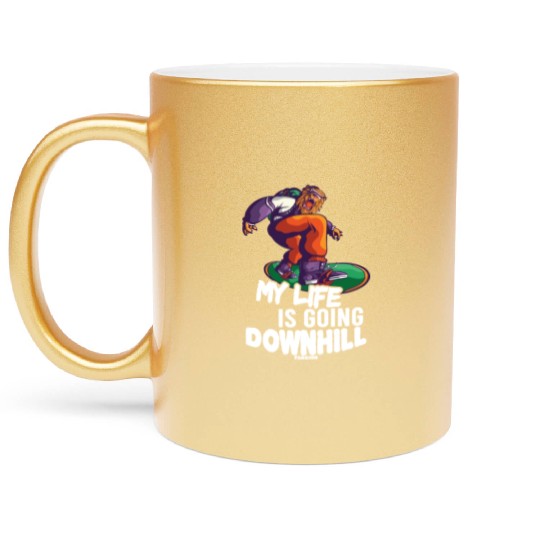 Snowboard holiday Winter holidays mountains Metallic Mugs