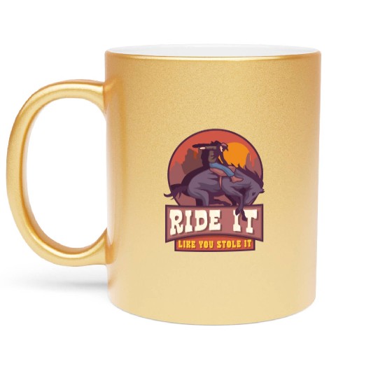Rodeo Bull Riding Livestock Show Farmer Cattle Metallic Mugs