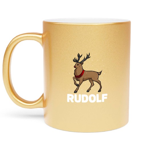 Christmas Santa's Reindeer Lazy Costume Rudolph Metallic Mugs