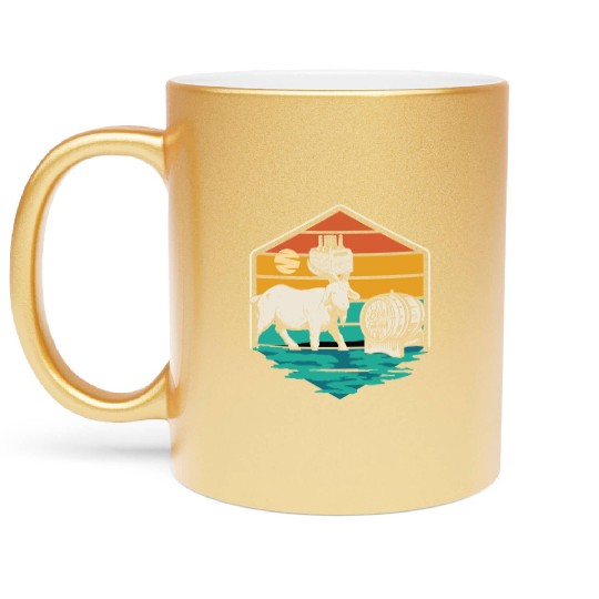 Beer Drinking Goat Men Beer Lover Metallic Mugs