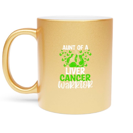 Liver Cancer Awareness Aunt Nephew Niece Metallic Mugs