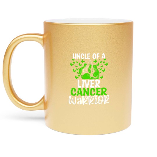 Liver Cancer Awareness Uncle Nephew Niece Metallic Mugs