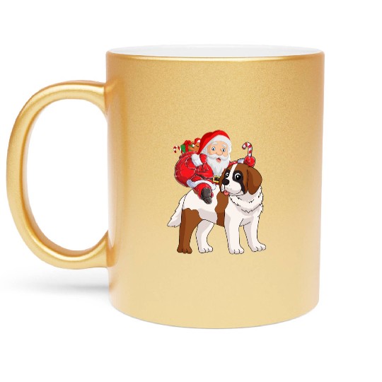 Saint Bernard Christmas Santa Claus Xmas Pajama Metallic Mugs