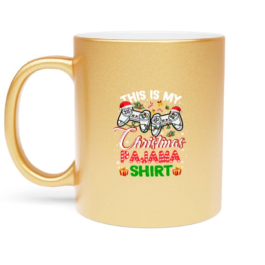 This Is My Christmas Pajama Christmas Boys Gamer Metallic Mugs
