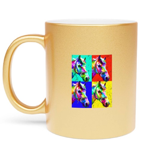 Pop Art Horse Farm Animal Lover Funny Horseback Ri Metallic Mugs