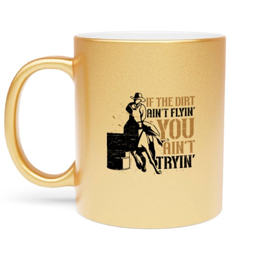 Barrel Racing Dirt Rodeo Equestrian Horse Barrel Metallic Mugs