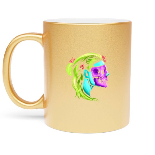 Female Skull Reaper Mask Day Of The Dead Metallic Mugs