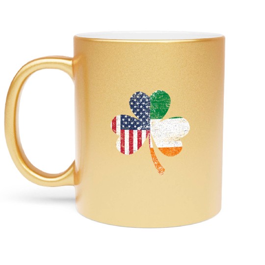 Shamrock Usa Flag Irish Ireland Metallic Mugs