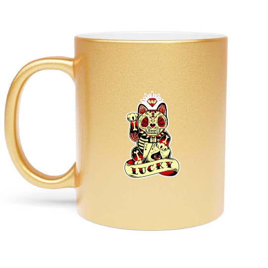 lucky cat Skull Candy Metallic Mugs