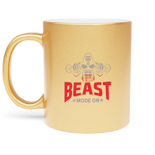 Gorilla Bodybuilding Beast Gym Motivation Metallic Mugs