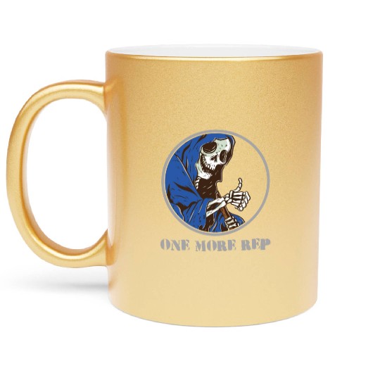 Grim Reaper Weightlifting Gym Workout Humor Metallic Mugs