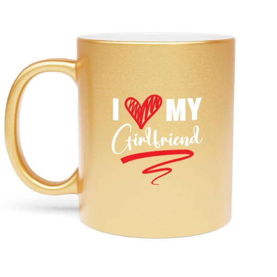 I Love My Girlfriend Valentines Day Cupid Love Metallic Mugs