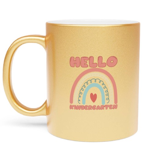 Hello Kindergarten Bohemian Rainbow Student Metallic Mugs