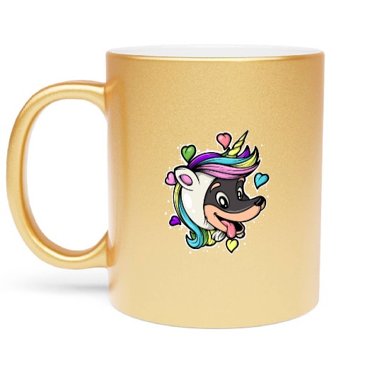 Unicorn Doberman Pinscher Funny Dog Lover Design Metallic Mugs