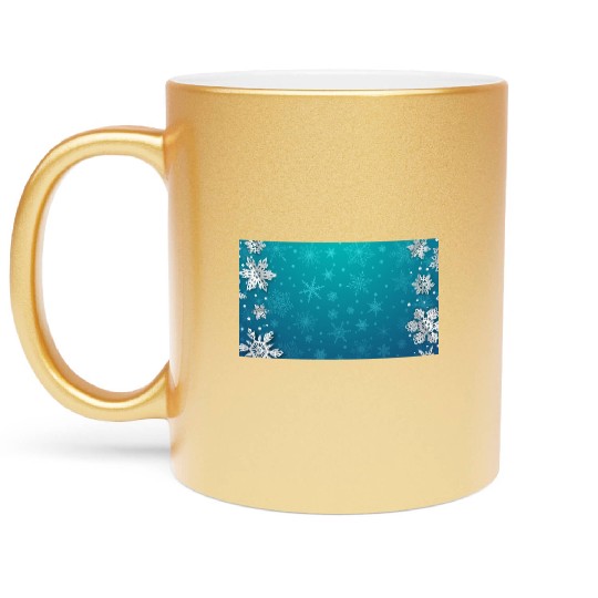 Winter Snowflakes Teal Pattern Metallic Mugs
