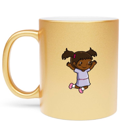 Girl jumps school enrollment joy kindergarten Metallic Mugs