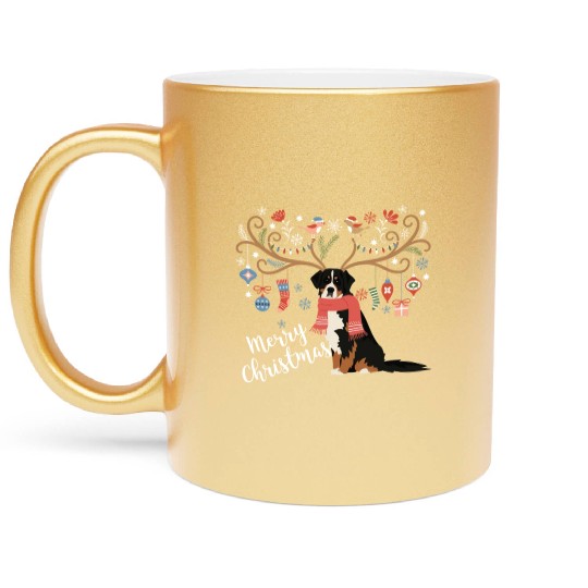 Bernese Mountain Dog Christmas Metallic Mugs