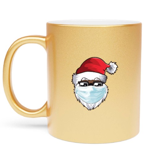 Black African American Christmas 2022 Santa Wearin Metallic Mugs